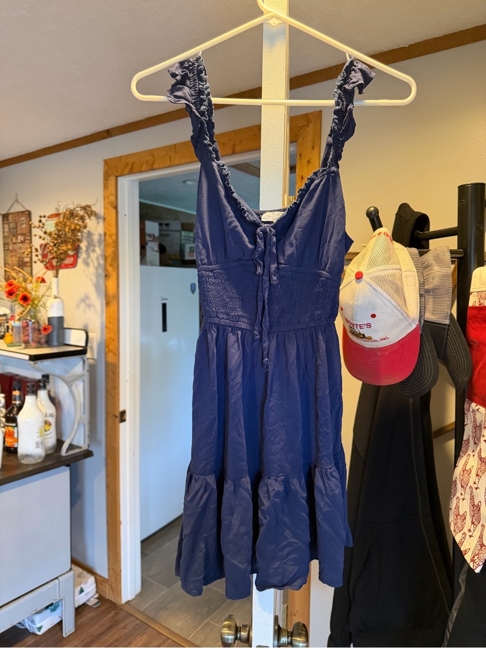 Navy Ruffle Strap Sundress